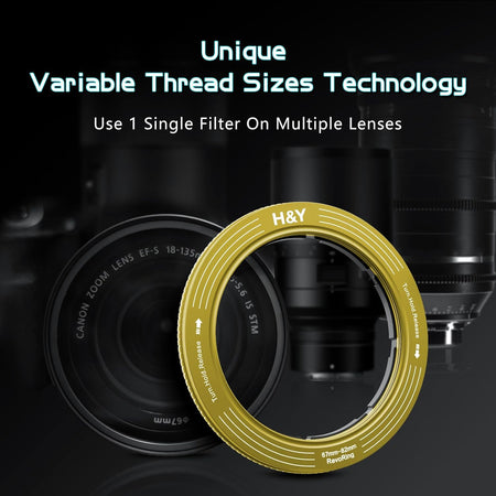 H&Y Filters 67-82mm Yellow RevoRing Variable Adapter for 82mm Filters-Variable Lens Adapter Rings-Kudos Cameras