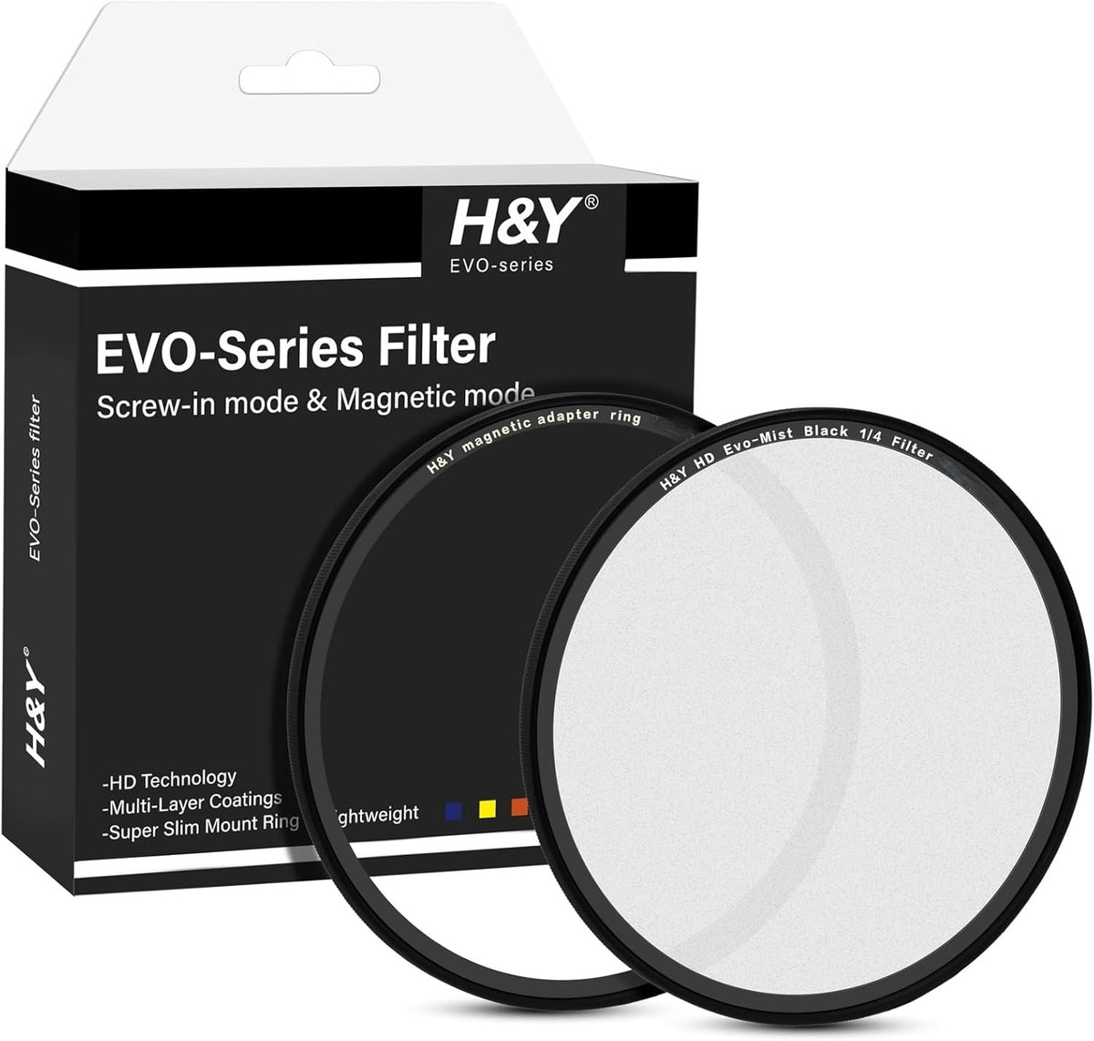 H&Y Filters HD EVO-Series Magnetic Black Mist (1/4) Filter & Adapter Ring - 49mm-Mist Filters-H&Y Filters