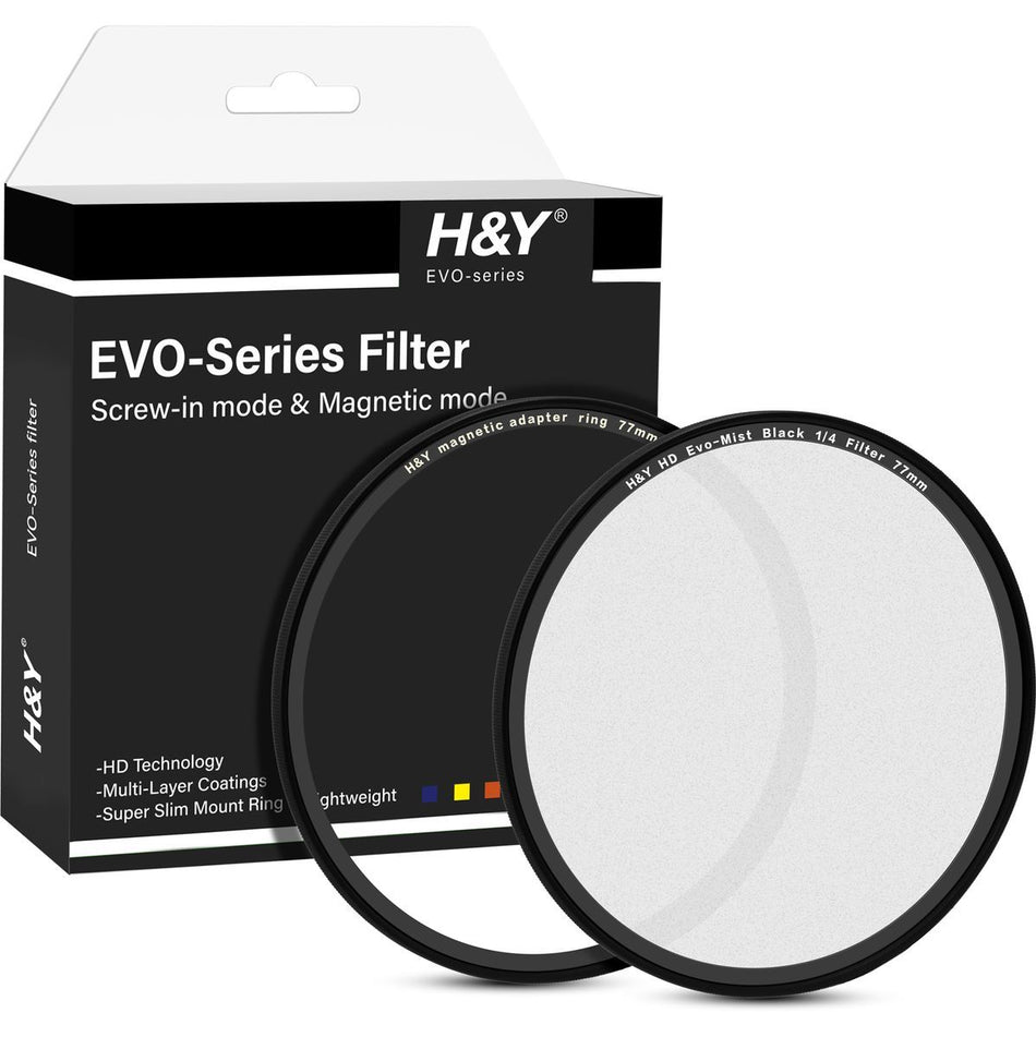 H&Y Filters HD EVO-Series Magnetic Black Mist (1/4) Filter & Adapter Ring - 77mm-Mist Filters-H&Y Filters