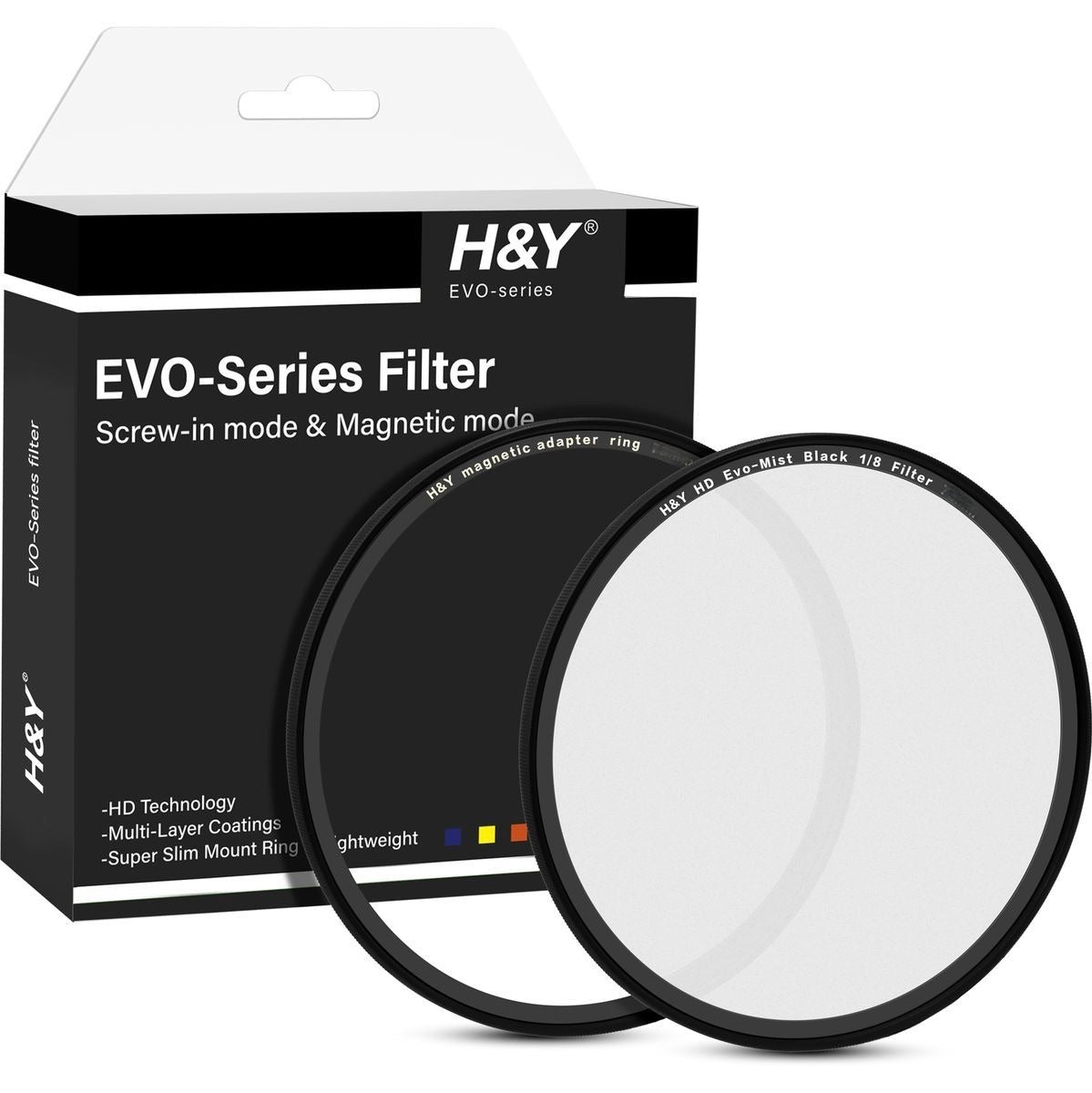 H&Y Filters HD EVO-Series Magnetic Black Mist (1/8) Filter & Adapter Ring - 49mm-Mist Filters-H&Y Filters