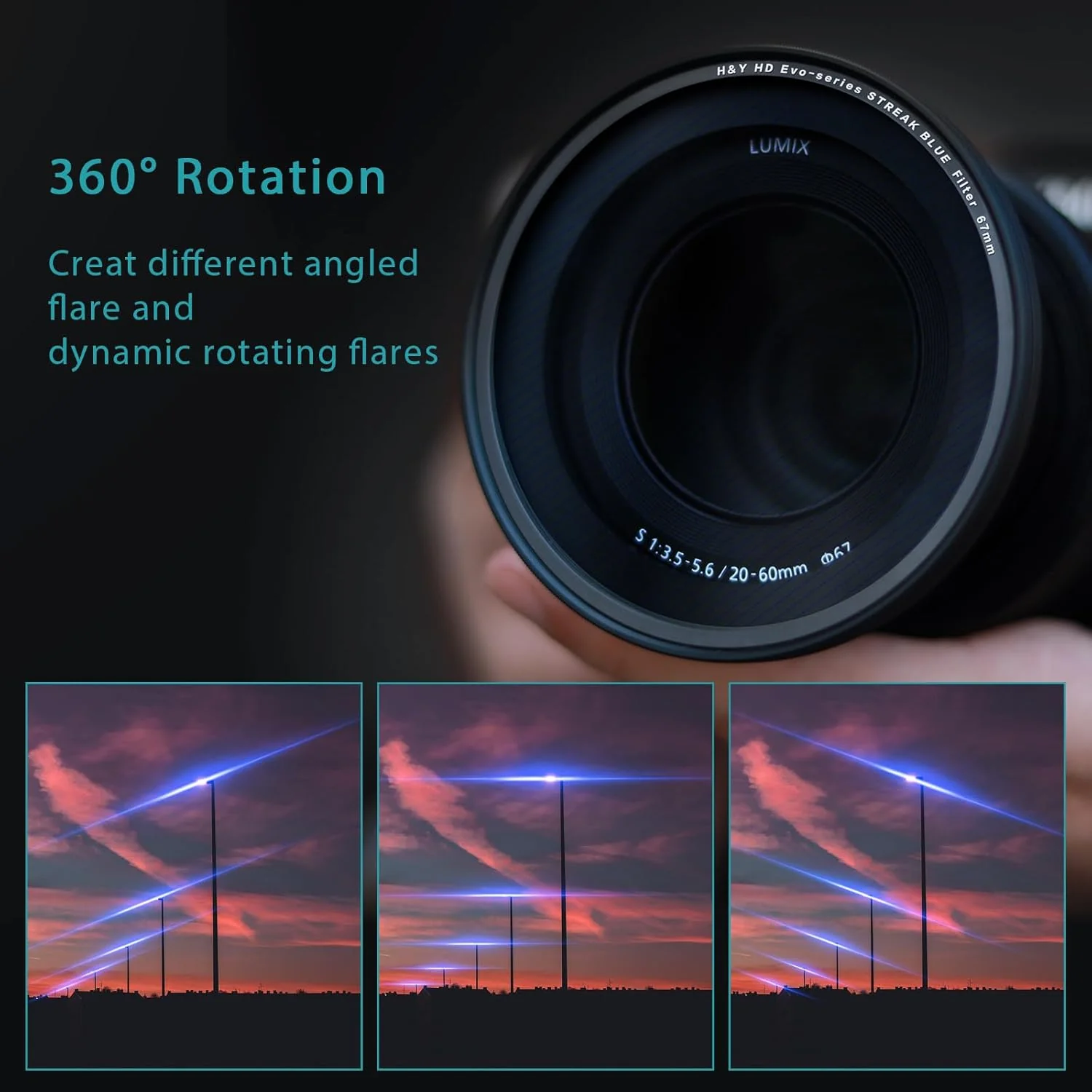 H&Y Filters HD EVO-Series Magnetic Blue Streak Filter & Adapter Ring - 49mm-Streak Filters-Kudos Cameras