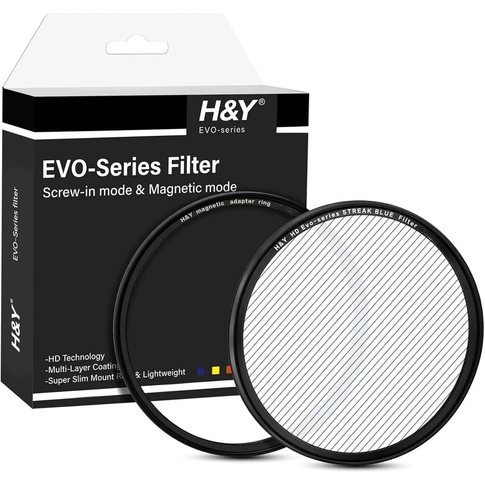 H&Y Filters HD EVO-Series Magnetic Blue Streak Filter & Adapter Ring - 49mm-Streak Filters-Kudos Cameras