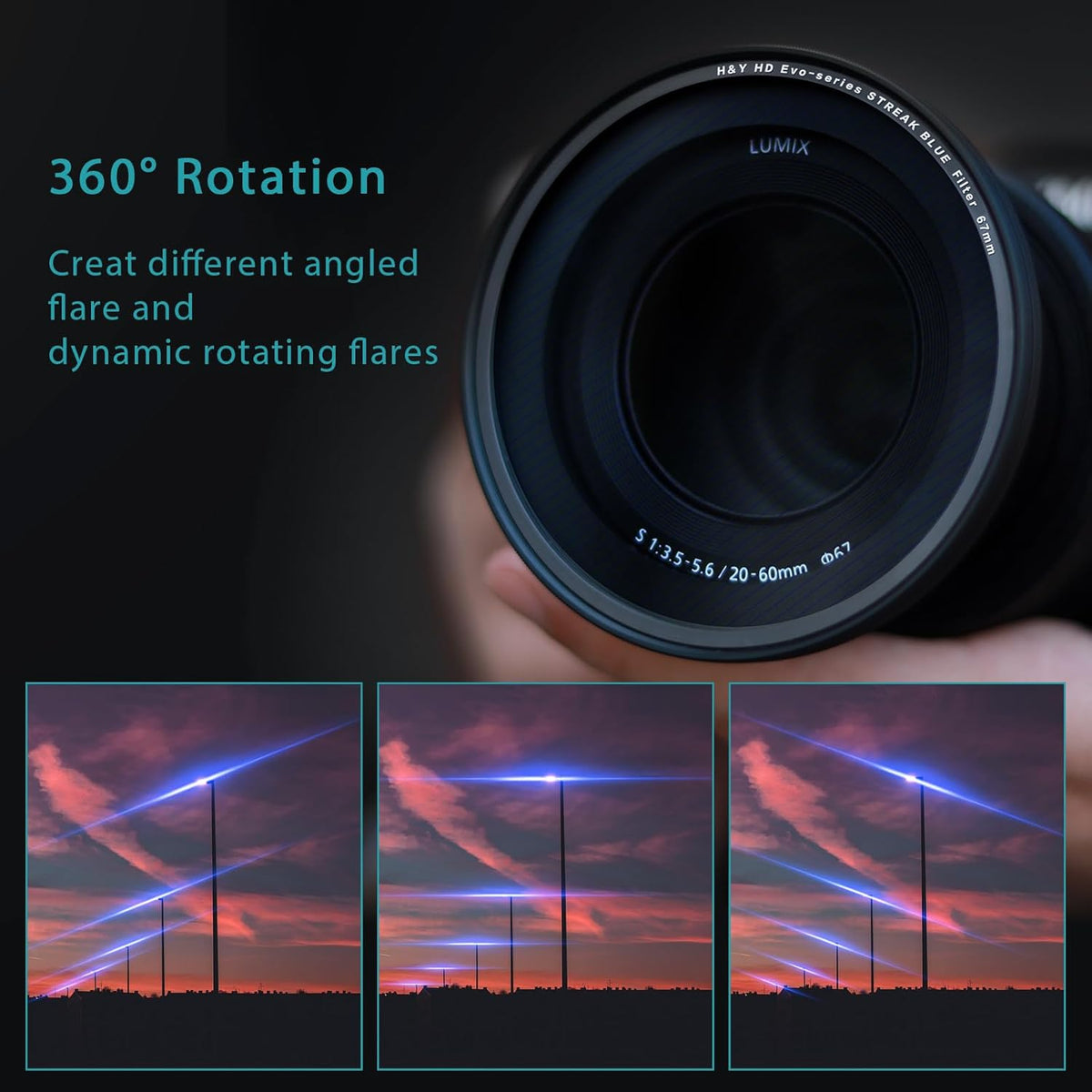 H&Y Filters HD EVO-Series Magnetic Blue Streak Filter & Adapter Ring - 72mm-Streak Filters-Kudos Cameras