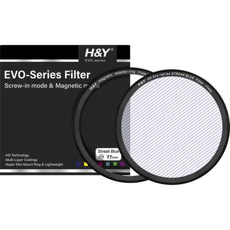 H&Y Filters HD EVO-Series Magnetic Blue Streak Filter & Adapter Ring - 77mm-Streak Filters-Kudos Cameras