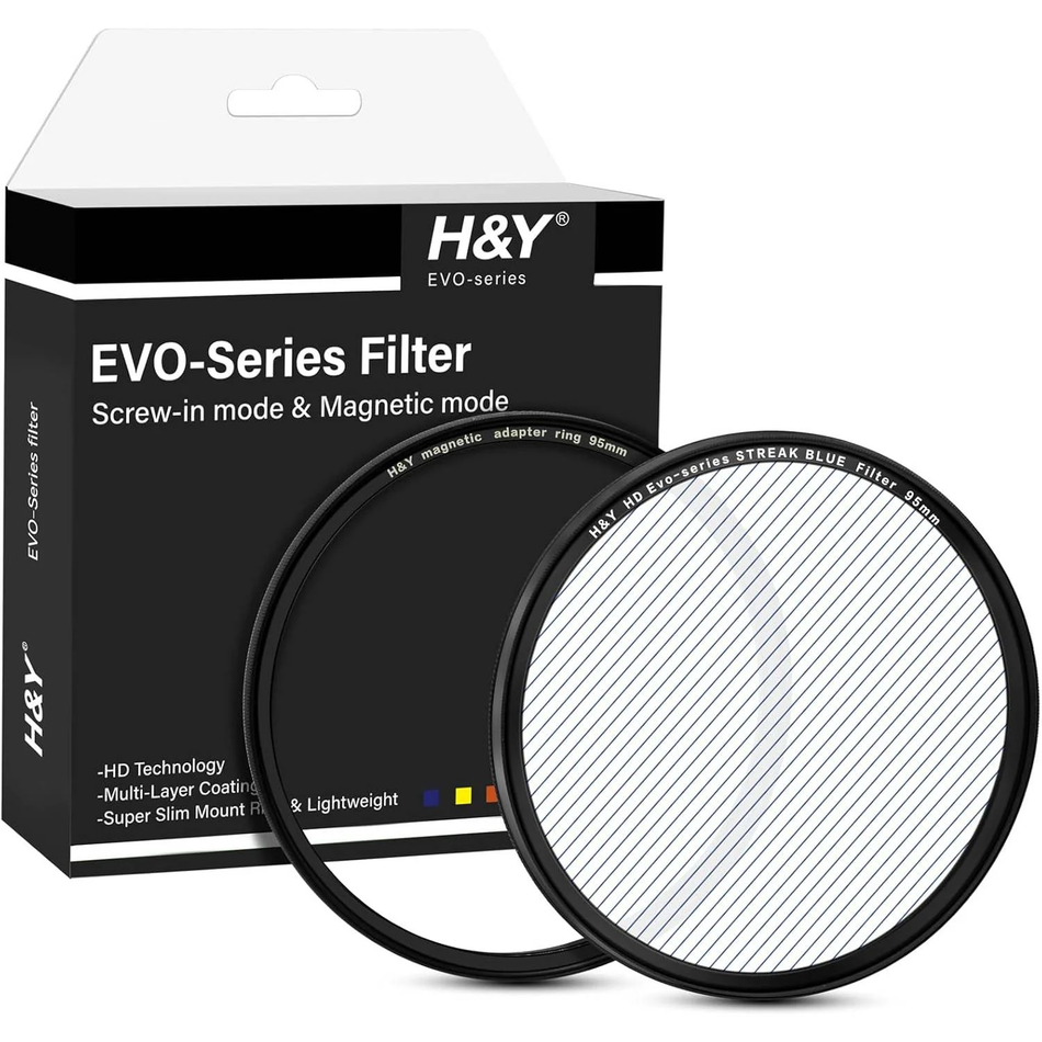 H&Y Filters HD EVO-Series Magnetic Blue Streak Filter & Adapter Ring - 95mm-Streak Filters-Kudos Cameras
