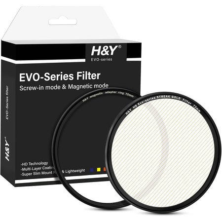 H&Y Filters HD EVO-Series Magnetic Gold Streak Filter & Adapter Ring - 72mm-Streak Filters-Kudos Cameras