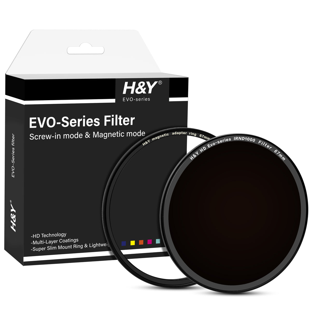 H&Y Filters HD EVO-Series Magnetic IRND1000 Filter & Adapter Ring - 67mm-ND Filters-H&Y Filters