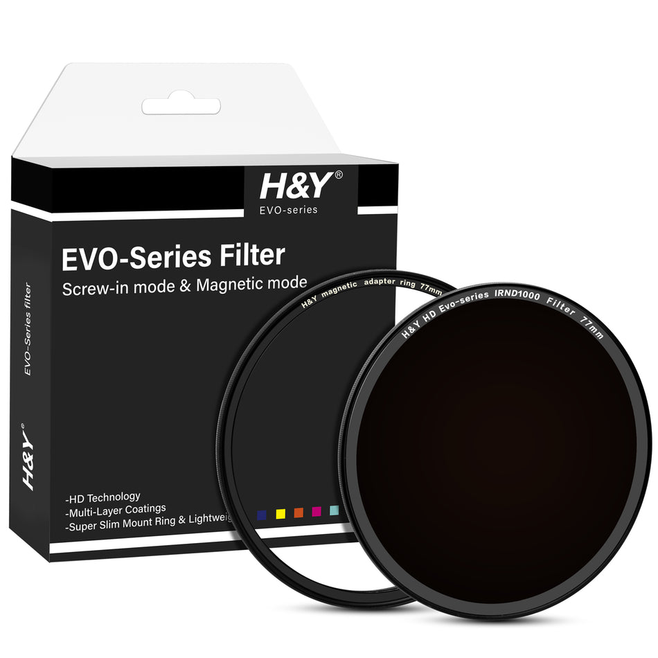 H&Y Filters HD EVO-Series Magnetic IRND1000 Filter & Adapter Ring - 77mm-ND Filters-Kudos Cameras