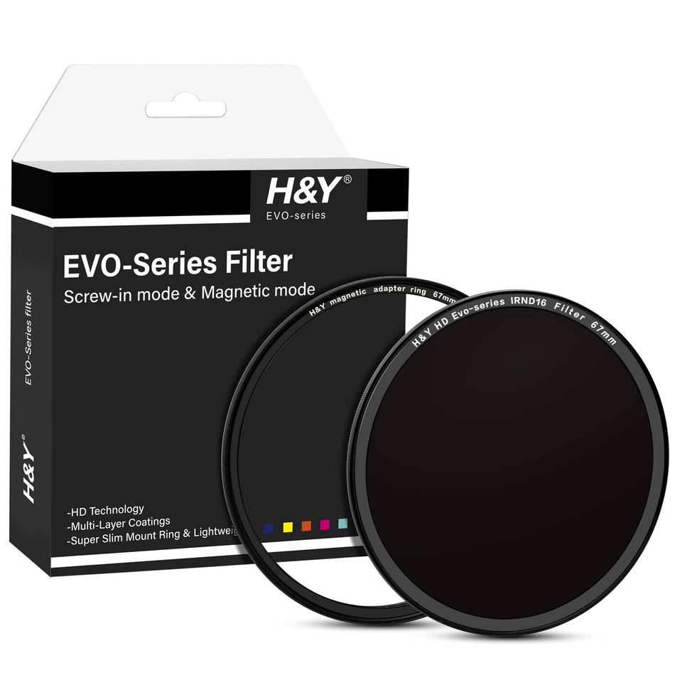 H&Y Filters HD EVO-Series Magnetic IRND16 Filter & Adapter Ring - 67mm-ND Filters-H&Y Filters