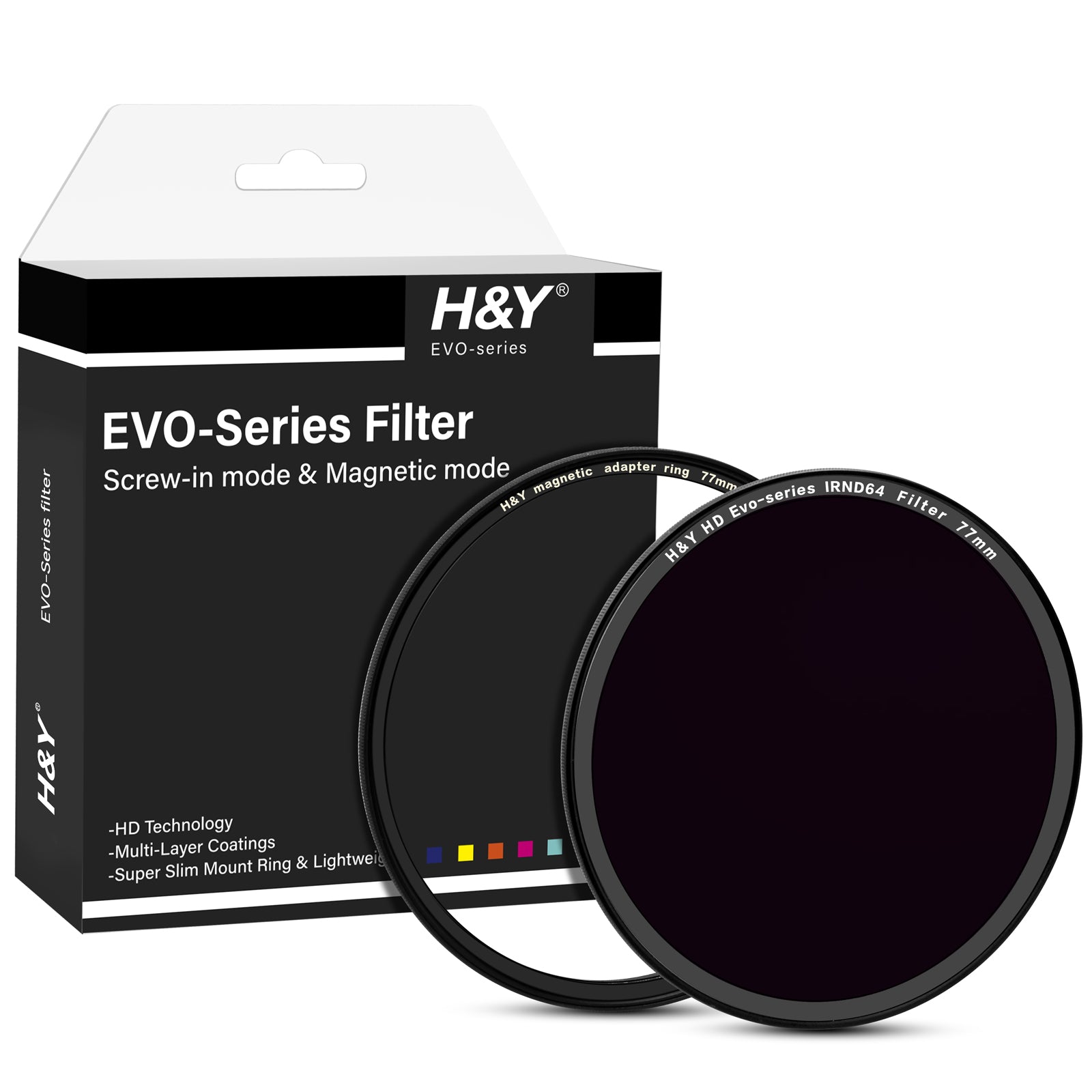 H&Y Filters HD EVO-Series Magnetic IRND64 Filter & Adapter Ring - 77mm-ND Filters-Kudos Cameras