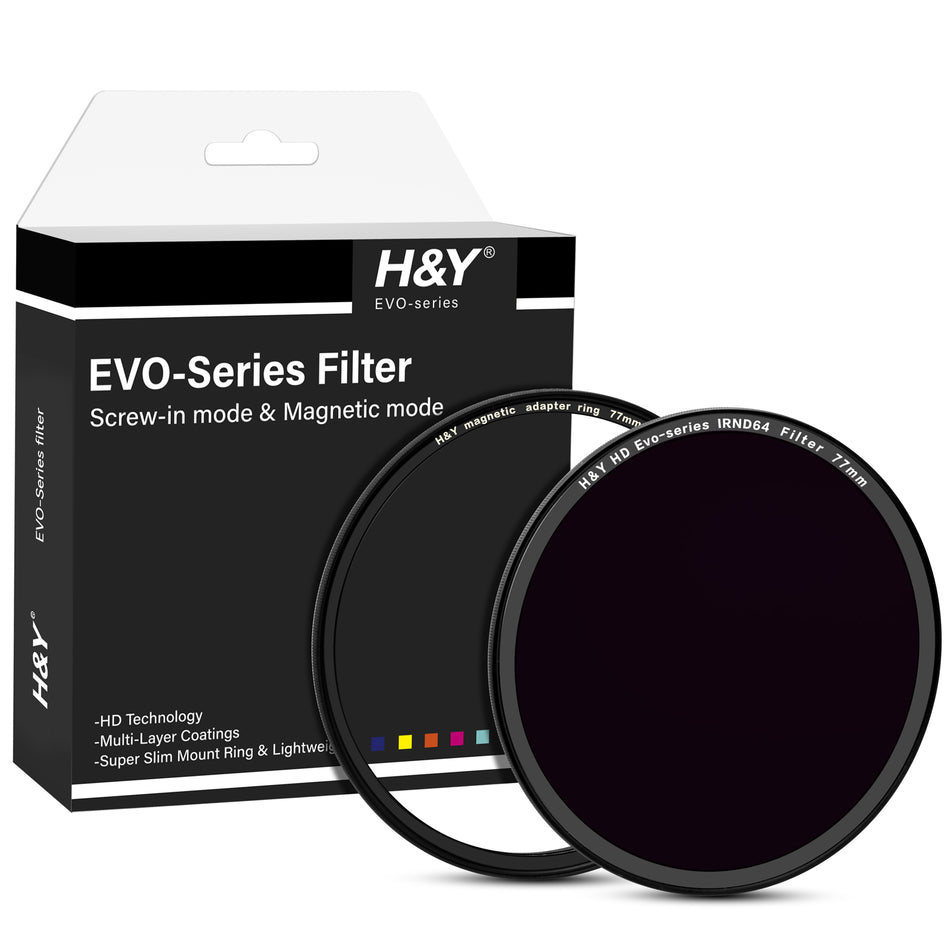 H&Y Filters HD EVO-Series Magnetic IRND64 Filter & Adapter Ring - 77mm-ND Filters-Kudos Cameras