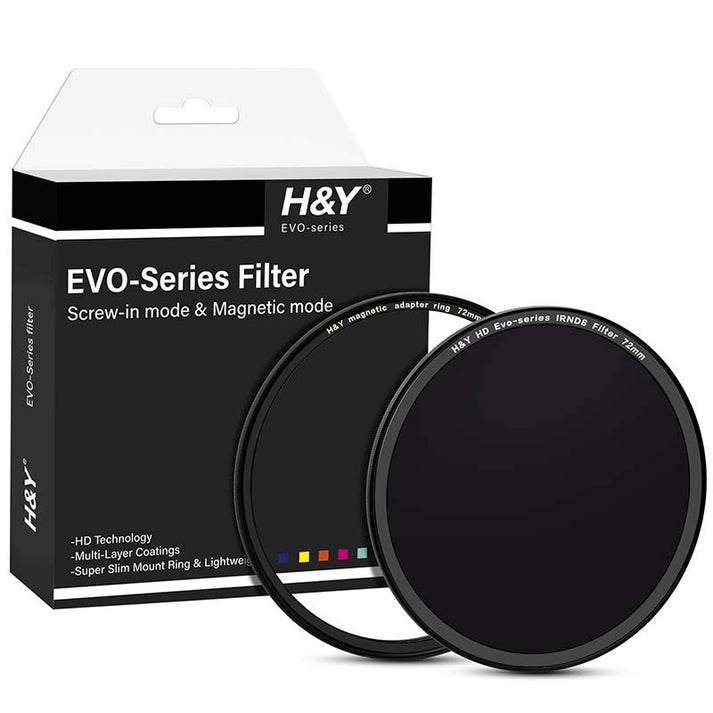 H&Y Filters HD EVO-Series Magnetic IRND8 Filter & Adapter Ring - 72mm-ND Filters-Kudos Cameras