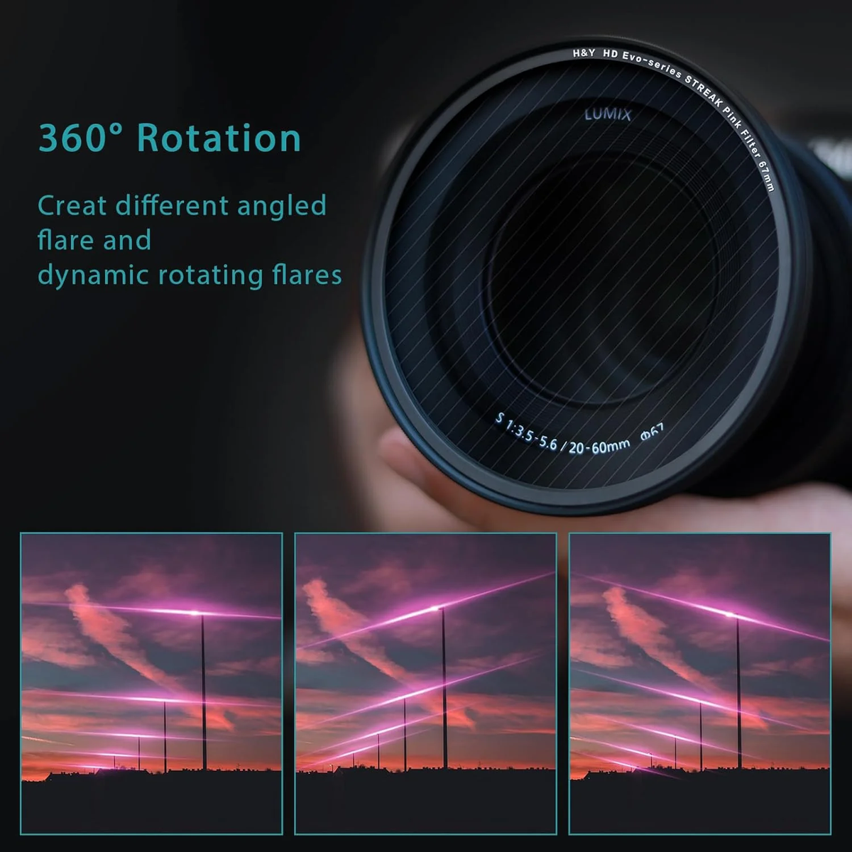 H&Y Filters HD EVO-Series Magnetic Pink Streak Filter & Adapter Ring - 49mm-Streak Filters-Kudos Cameras