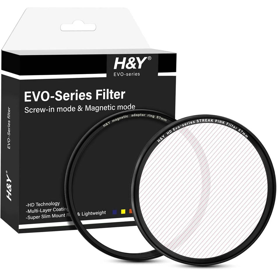 H&Y Filters HD EVO-Series Magnetic Pink Streak Filter & Adapter Ring - 49mm-Streak Filters-Kudos Cameras