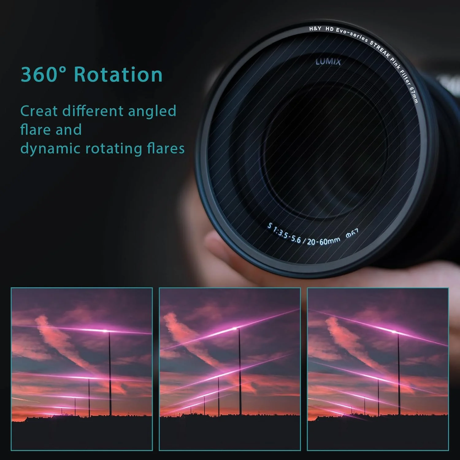 H&Y Filters HD EVO-Series Magnetic Pink Streak Filter & Adapter Ring - 49mm-Streak Filters-H&Y Filters