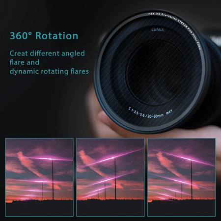 H&Y Filters HD EVO-Series Magnetic Pink Streak Filter & Adapter Ring - 49mm-Streak Filters-H&Y Filters