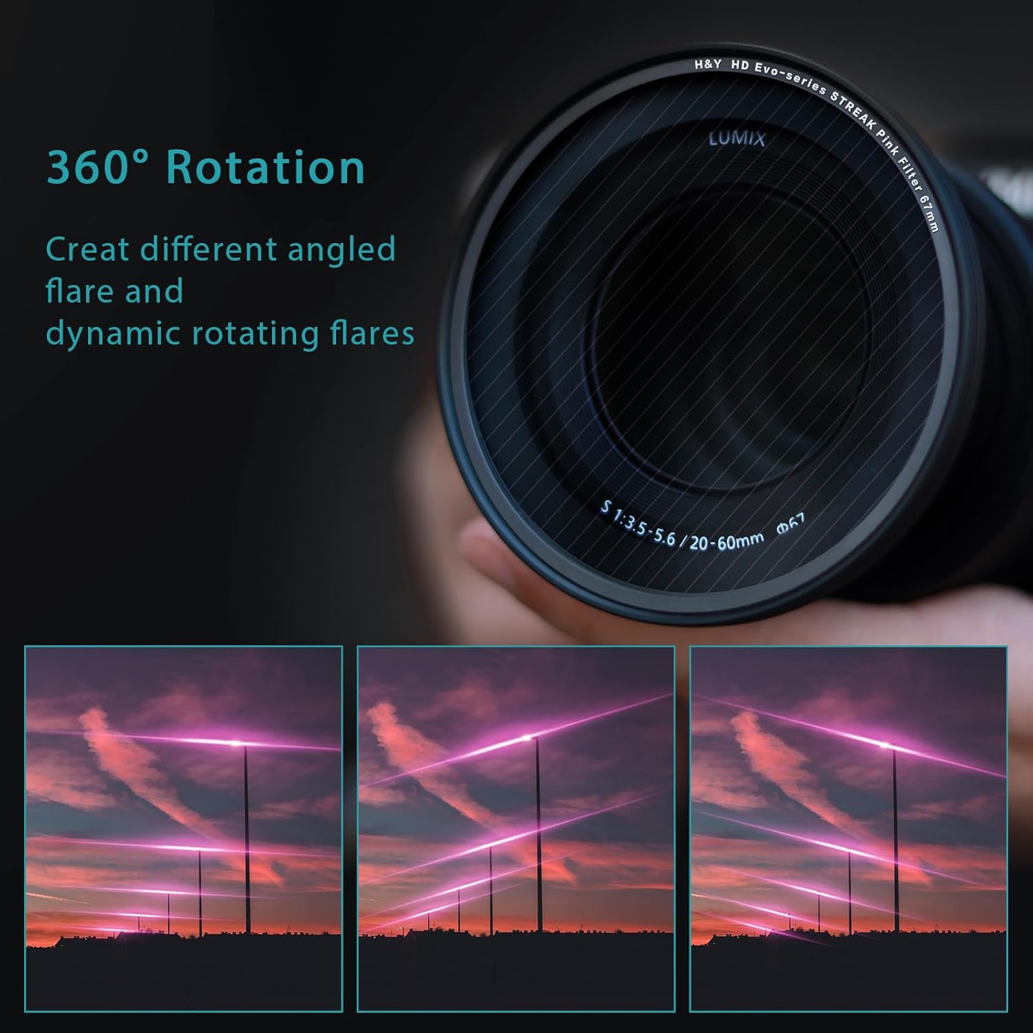 H&Y Filters HD EVO-Series Magnetic Pink Streak Filter & Adapter Ring - 72mm-Streak Filters-Kudos Cameras