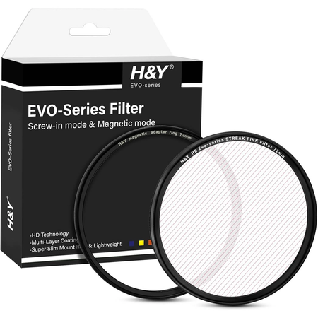 H&Y Filters HD EVO-Series Magnetic Pink Streak Filter & Adapter Ring - 72mm-Streak Filters-Kudos Cameras