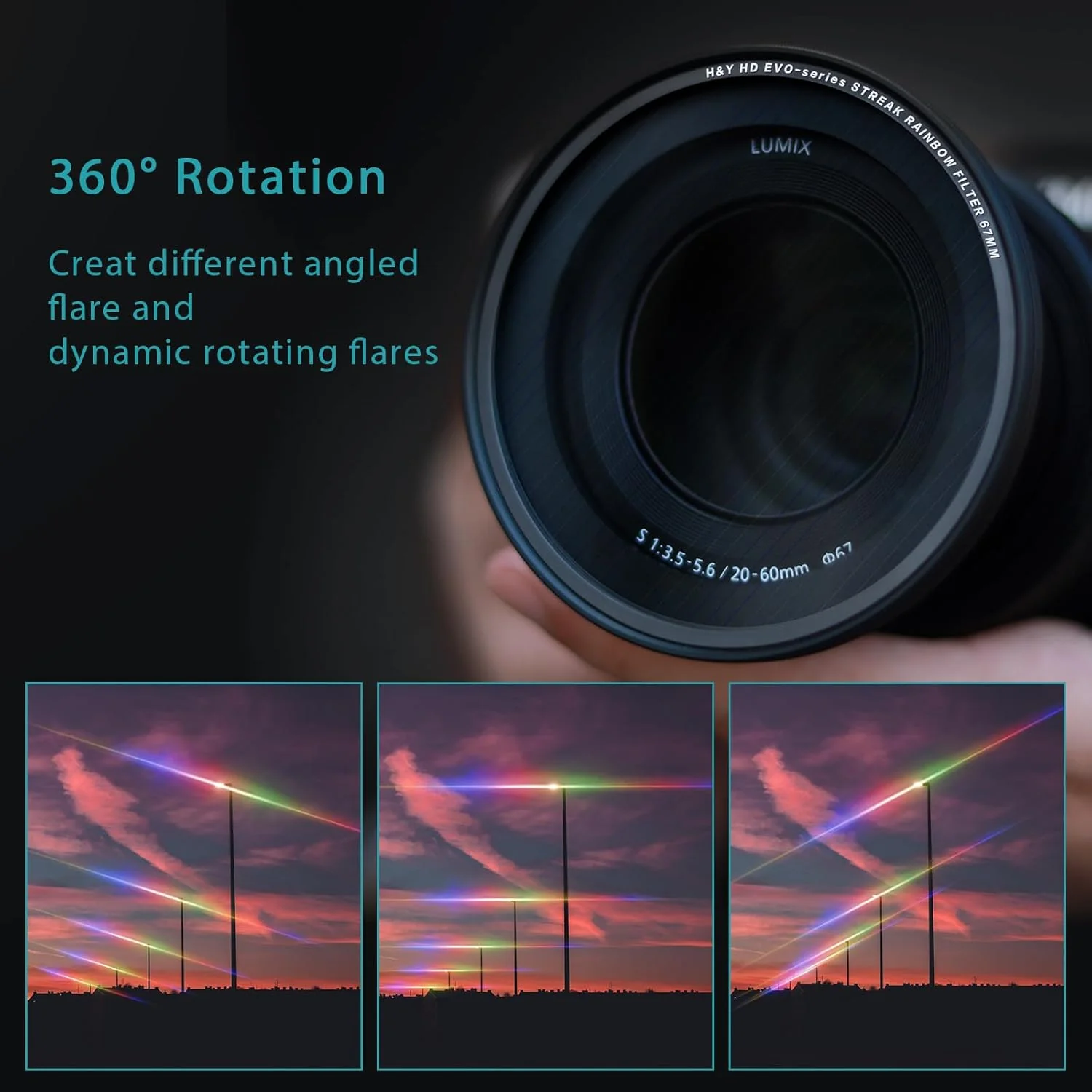 H&Y Filters HD EVO-Series Magnetic Rainbow Streak Filter & Adapter Ring - 49mm-Streak Filters-Kudos Cameras