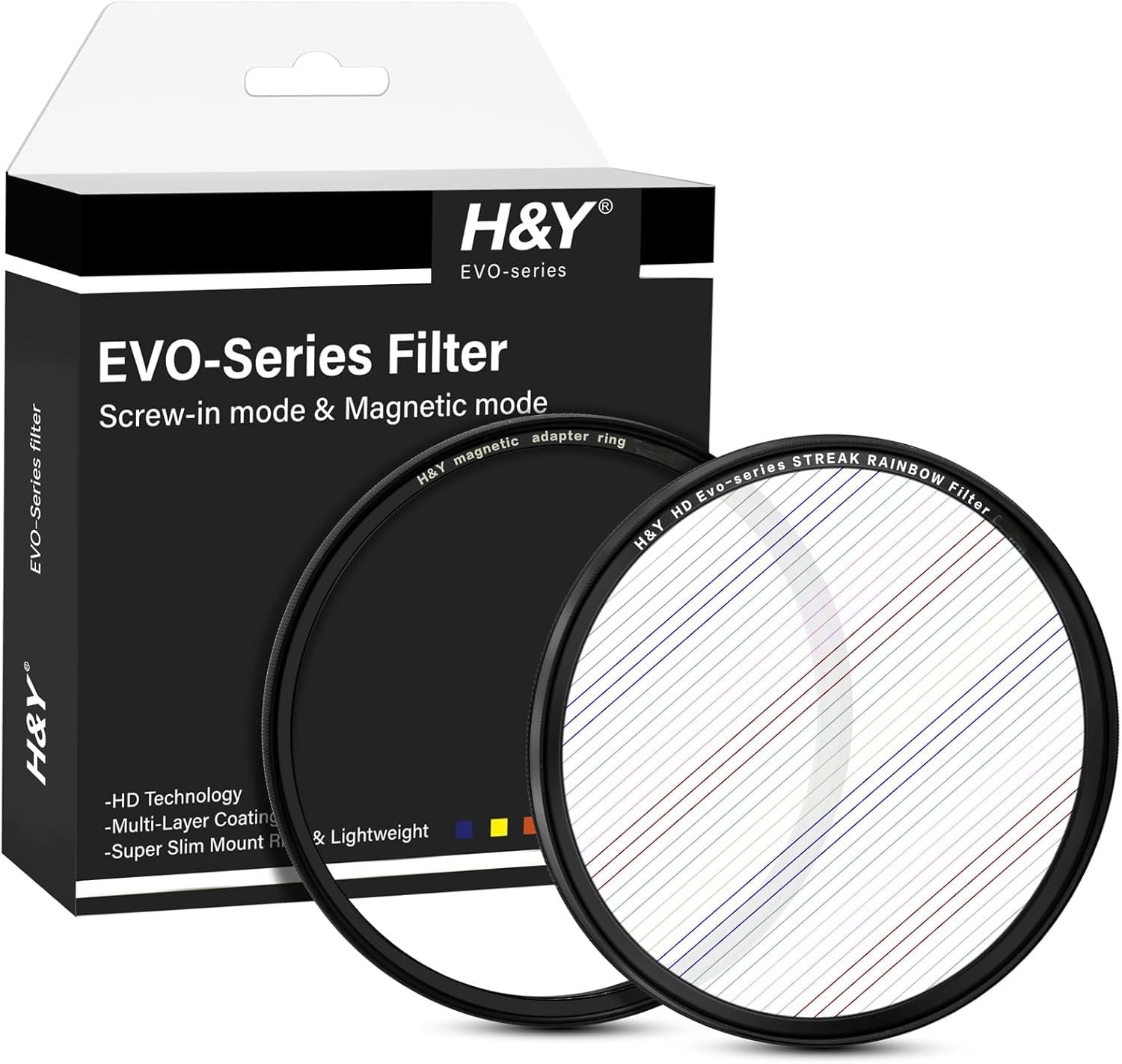 H&Y Filters HD EVO-Series Magnetic Rainbow Streak Filter & Adapter Ring - 49mm-Streak Filters-Kudos Cameras