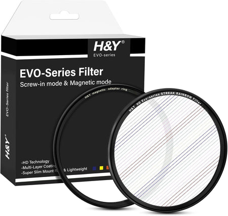 H&Y Filters HD EVO-Series Magnetic Rainbow Streak Filter & Adapter Ring - 49mm-Streak Filters-Kudos Cameras
