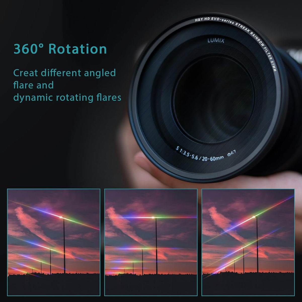 H&Y Filters HD EVO-Series Magnetic Rainbow Streak Filter & Adapter Ring - 72mm-Streak Filters-Kudos Cameras
