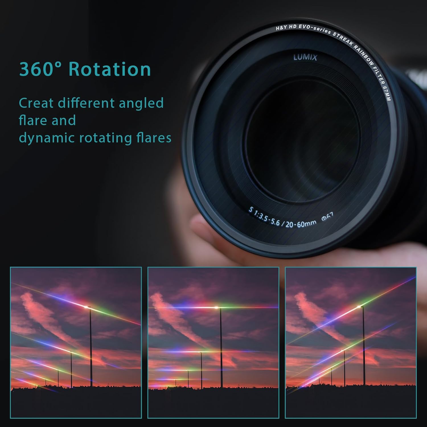 H&Y Filters HD EVO-Series Magnetic Rainbow Streak Filter & Adapter Ring - 72mm-Streak Filters-Kudos Cameras