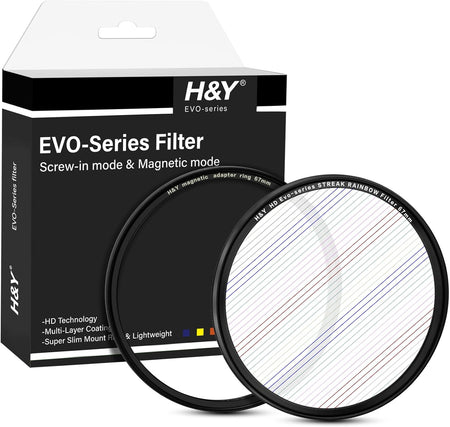 H&Y Filters HD EVO-Series Magnetic Rainbow Streak Filter & Adapter Ring - 67mm-Streak Filters-Kudos Cameras