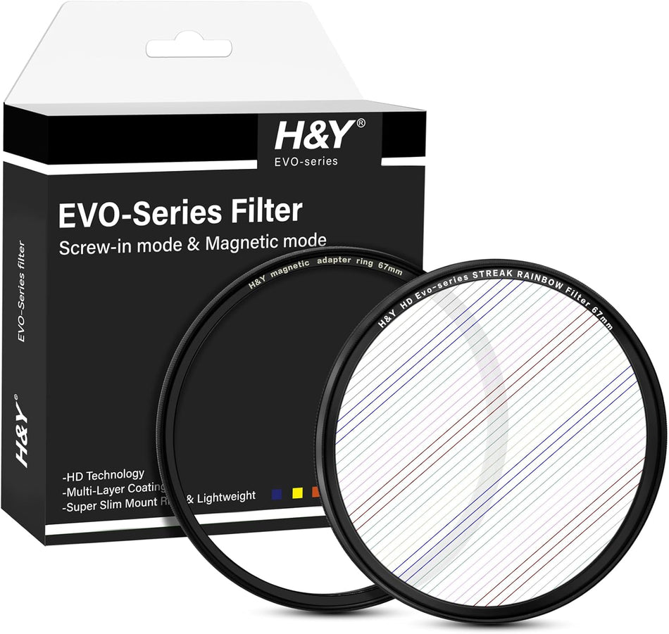 H&Y Filters HD EVO-Series Magnetic Rainbow Streak Filter & Adapter Ring - 67mm-Streak Filters-Kudos Cameras