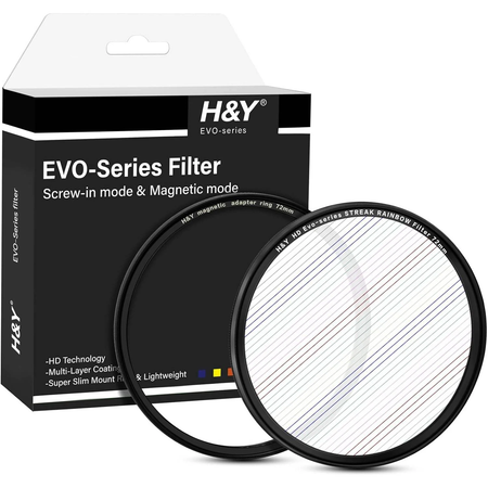 H&Y Filters HD EVO-Series Magnetic Rainbow Streak Filter & Adapter Ring - 72mm-Streak Filters-Kudos Cameras