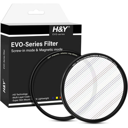 H&Y Filters HD EVO-Series Magnetic Rainbow Streak Filter & Adapter Ring - 82mm-Streak Filters-Kudos Cameras