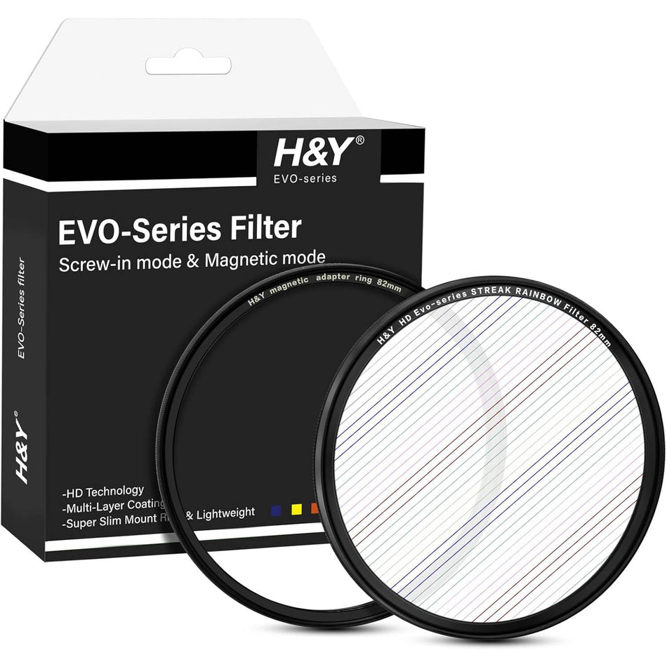 H&Y Filters HD EVO-Series Magnetic Rainbow Streak Filter & Adapter Ring - 82mm-Streak Filters-Kudos Cameras