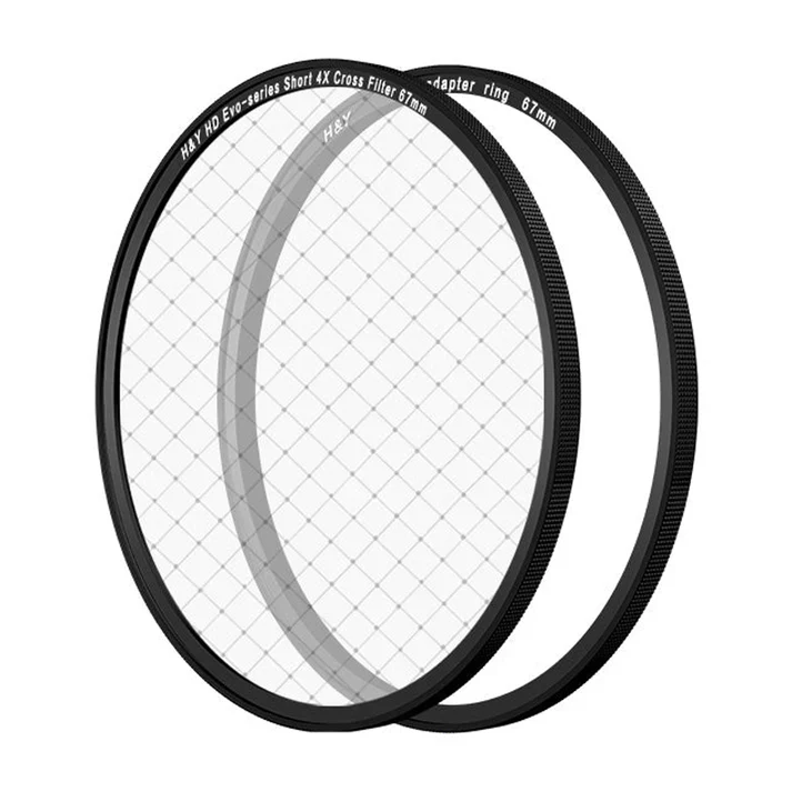 H&Y Filters HD EVO-Series Magnetic Short 4X Cross Star Filter & Adapter Ring - 49mm-Cross Star Filters-Kudos Cameras