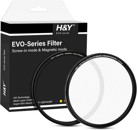 H&Y Filters HD EVO-Series Magnetic Transparent Streak Filter & Adapter Ring - 49mm-Streak Filters-Kudos Cameras
