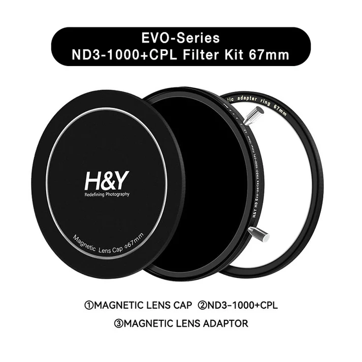 H&Y Filters HD EVO-Series Magnetic Variable ND3-1000+CPL Filter Kit - 67mm-VND Filters-Kudos Cameras
