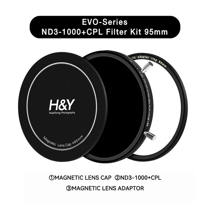 H&Y Filters HD EVO-Series Magnetic Variable ND3-1000+CPL Filter Kit - 95mm-VND Filters-H&Y Filters