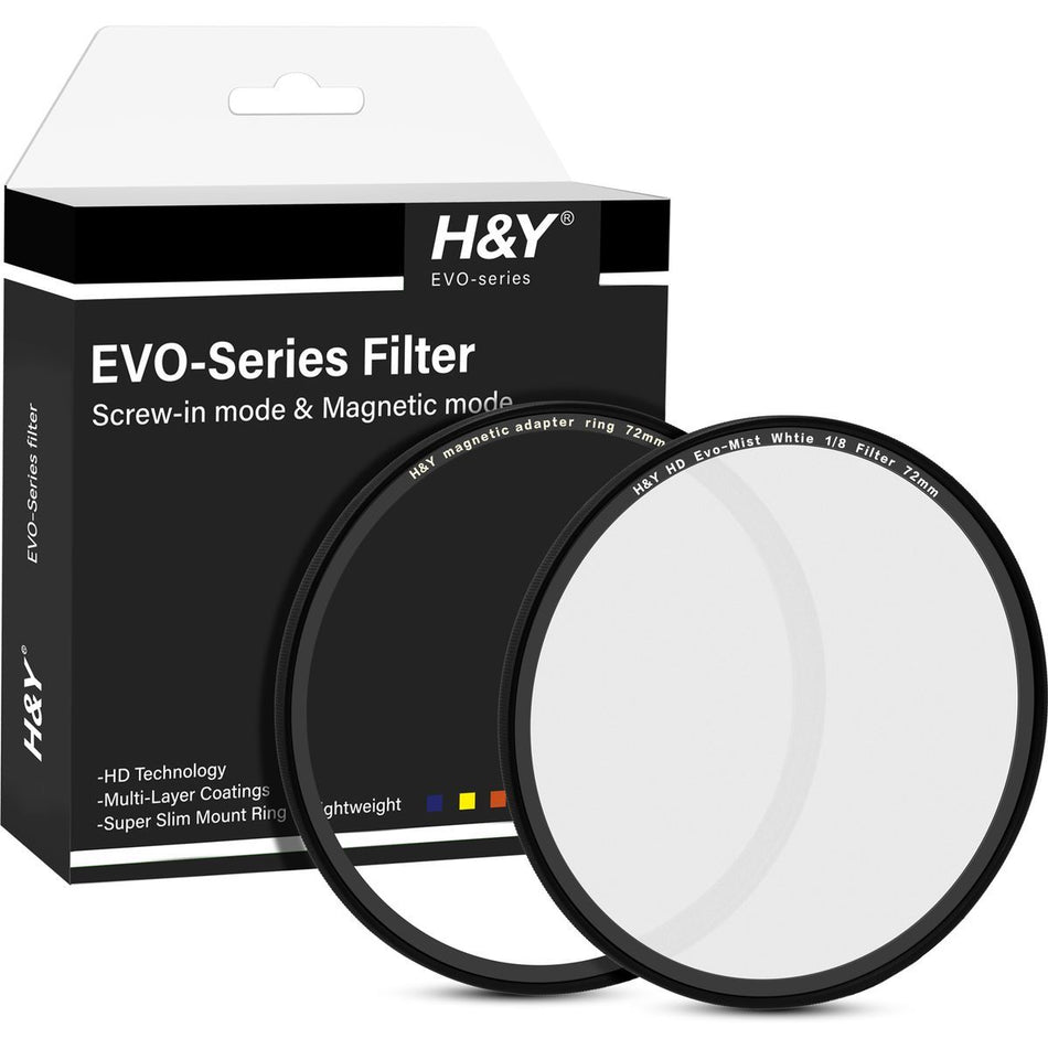 H&Y Filters HD EVO-Series Magnetic White Mist (1/8) Filter & Adapter Ring - 72mm-White Mist Filters-H&Y Filters