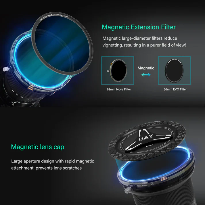 H&Y Filters HD Nova-Series Magnetic Variable ND3-32 + CPL Filter & Cap - 62mm-VND Filters-H&Y Filters