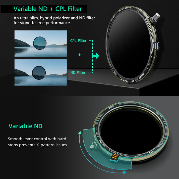 H&Y Filters HD Nova-Series Magnetic Variable ND3-32 + CPL Filter & Cap - 62mm-VND Filters-H&Y Filters