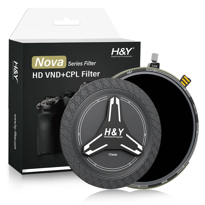 H&Y Filters HD Nova-Series Magnetic Variable ND3-32 + CPL Filter & Cap - 77mm-VND Filters-Kudos Cameras