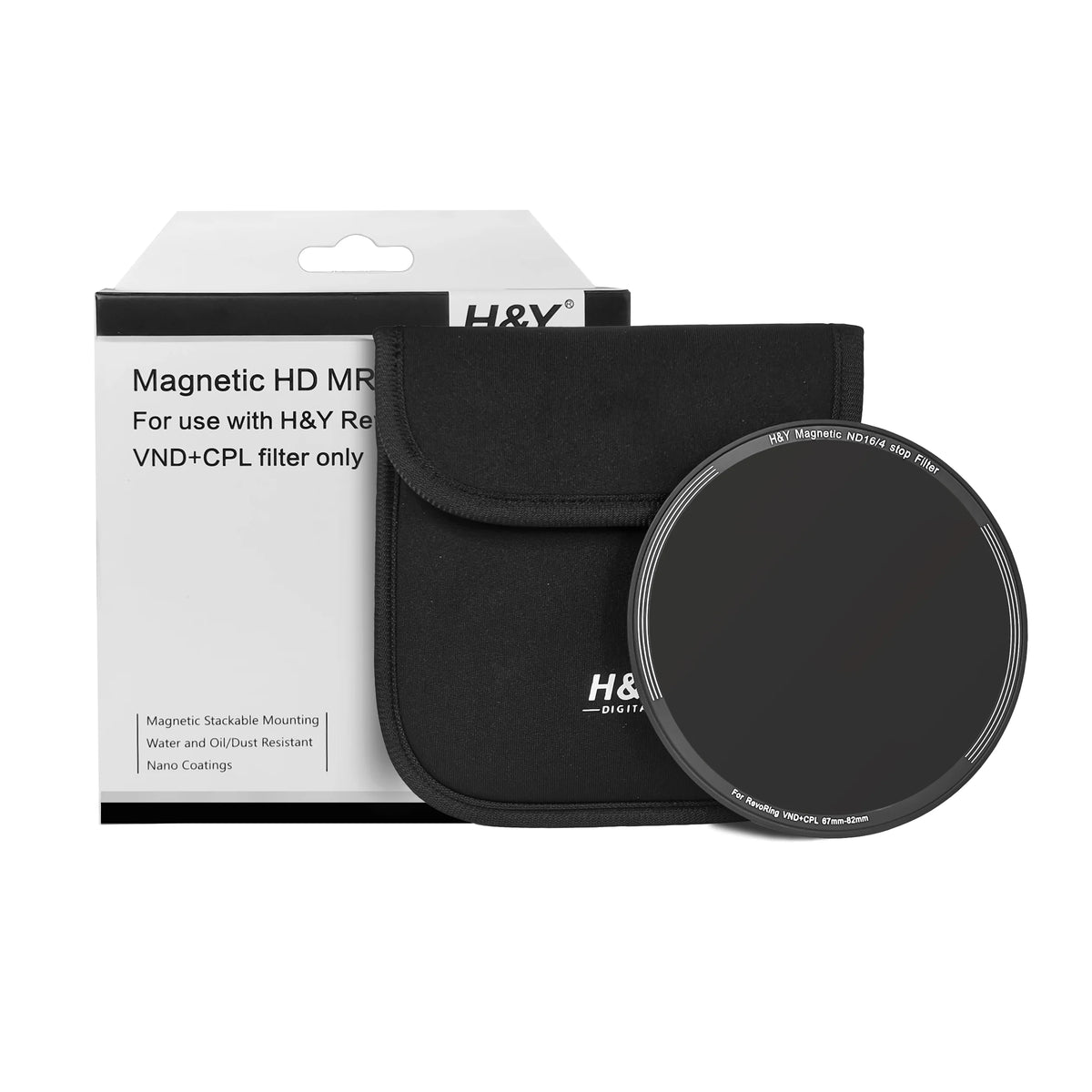 H&Y Filters ND16 (4 Stop) Magnetic Clip-On Filter for RevoRing (67-82mm)-82mm Filters for Revo & Swift Rings-Kudos Cameras