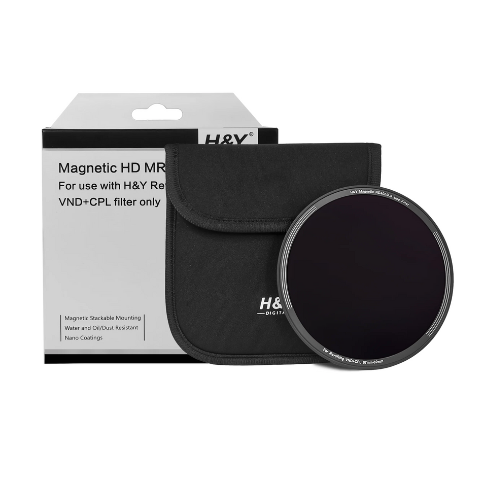 H&Y Filters ND400 (9 Stop) Magnetic Clip-On Filter for RevoRing (67-82mm)-82mm Filters for Revo & Swift Rings-Kudos Cameras