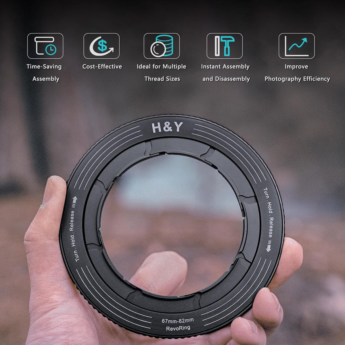 H&Y Filters RevoRing 37-49mm Variable Adapter for 52mm Filters-Variable Lens Adapter Rings-Kudos Cameras