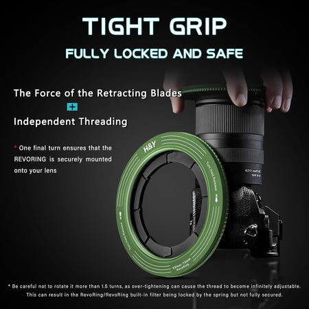 H&Y Filters RevoRing 52-72mm Variable Adapter for 77mm Filters - Green-Variable Lens Adapter Rings-Kudos Cameras