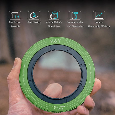 H&Y Filters RevoRing 52-72mm Variable Adapter for 77mm Filters - Green-Variable Lens Adapter Rings-Kudos Cameras