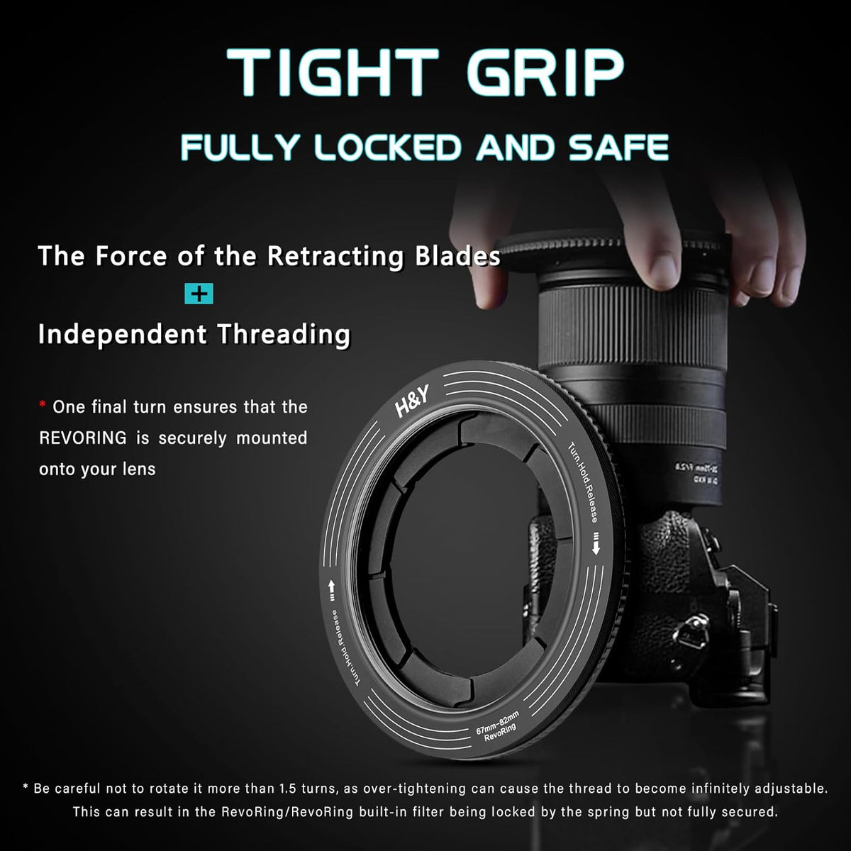 H&Y Filters RevoRing 52-72mm Variable Adapter for 77mm Filters-Variable Lens Adapter Rings-Kudos Cameras