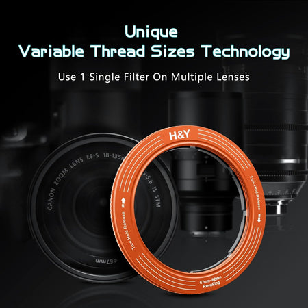 H&Y Filters RevoRing 52-72mm Variable Adapter for 77mm Filters - Orange-Variable Lens Adapter Rings-H&Y Filters
