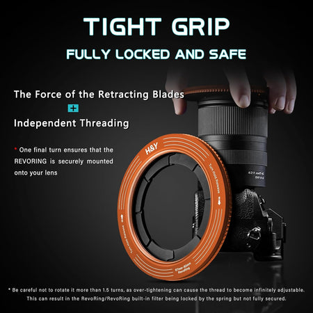 H&Y Filters RevoRing 52-72mm Variable Adapter for 77mm Filters - Orange-Variable Lens Adapter Rings-H&Y Filters