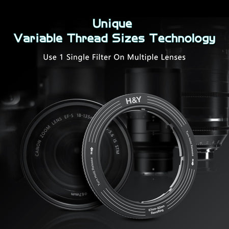 H&Y Filters RevoRing 52-72mm Variable Adapter for 77mm Filters - Titanium Grey-Variable Lens Adapter Rings-H&Y Filters