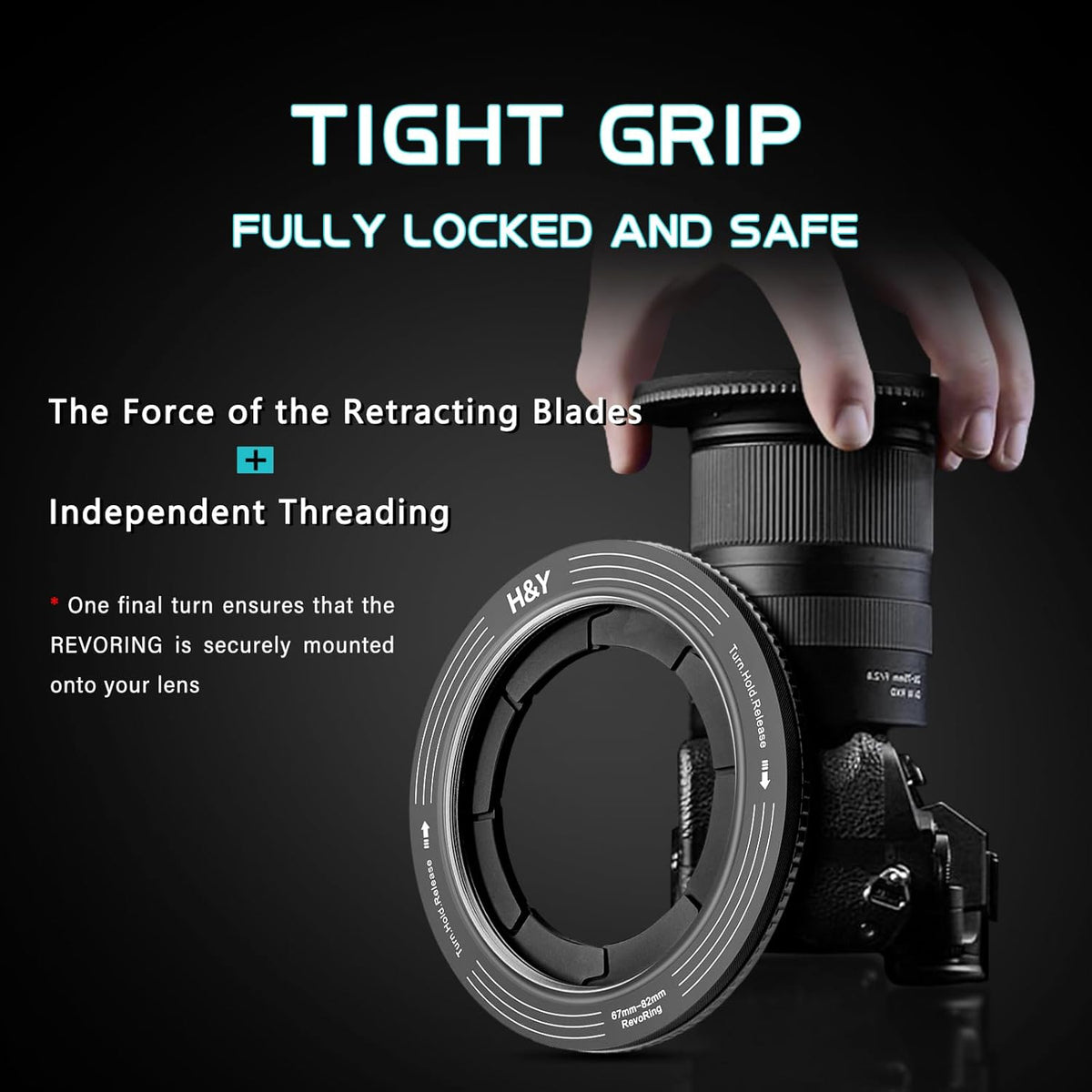 H&Y Filters RevoRing 52-72mm Variable Adapter for 77mm Filters - Titanium Grey-Variable Lens Adapter Rings-H&Y Filters